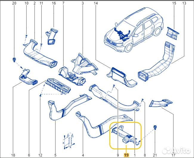 Воздуховод передний левый Renault Duster F4R 2021