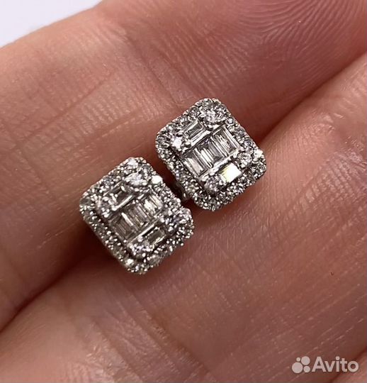 Серьги пусеты бриллианты золото 585