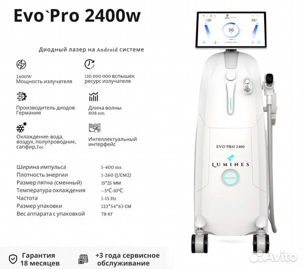 Аппарат для эпиляции Лю’минес Evo-Pro 2400в