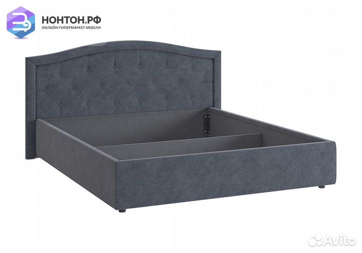Кровать Верона 2 1.6 м серо-синяя