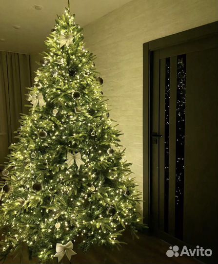 Гирлянда нить роса на елку, золотая