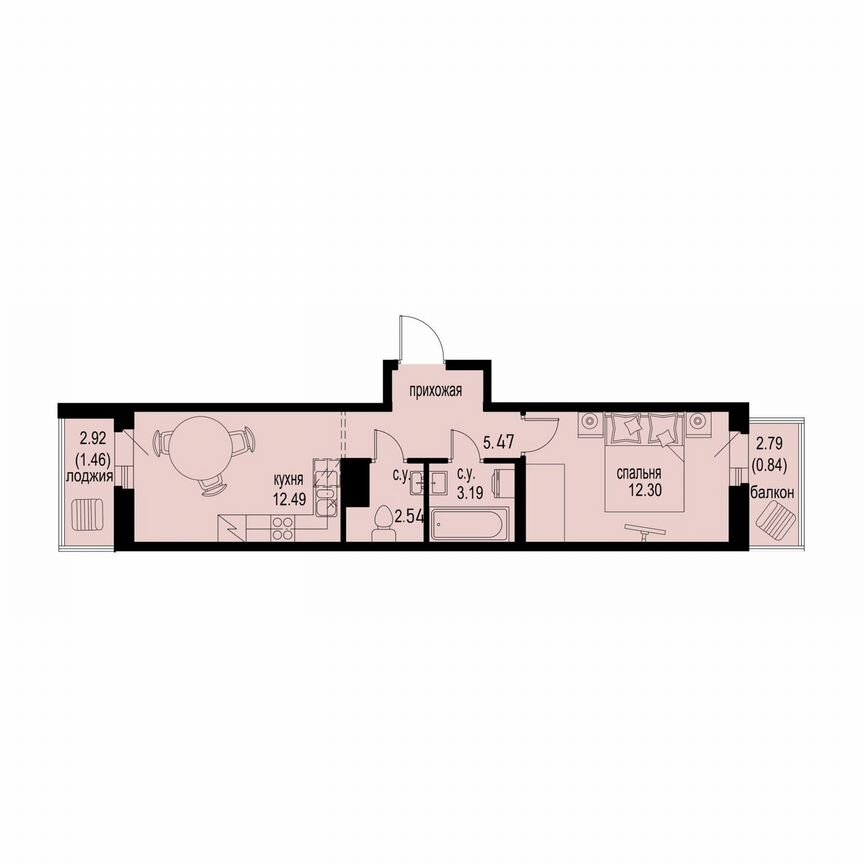 1-к. квартира, 38,3 м², 5/12 эт.