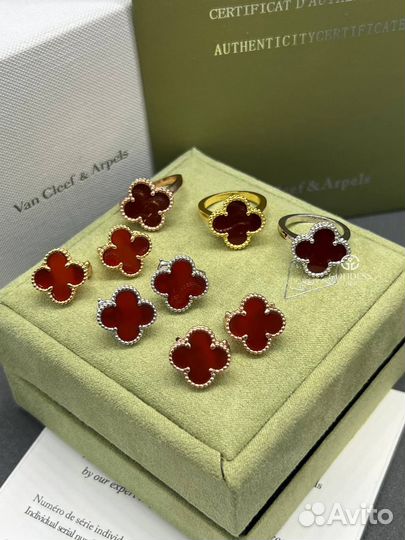 Серьги и кольцо Van Cleef& Arpels vgold премиум