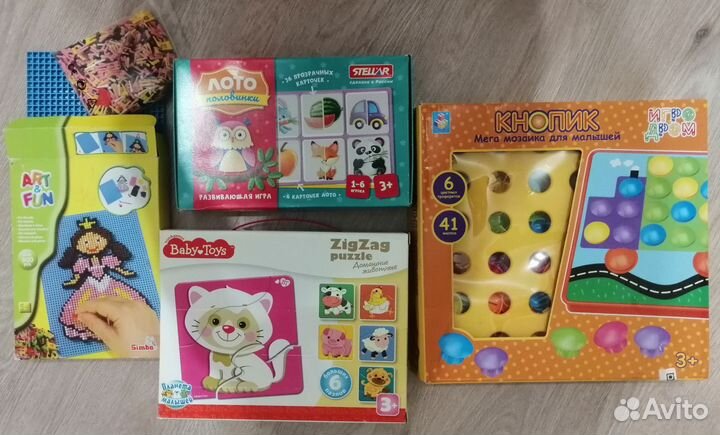 Развивающие игрушки, мозаика, пазлы