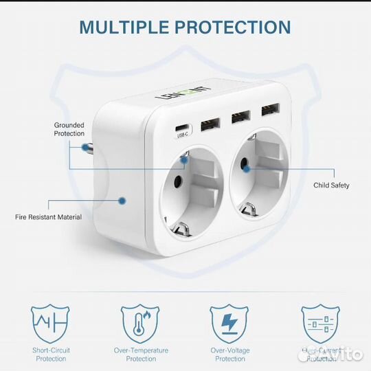 Розетка-разветвитель 6 в 1 Lencent