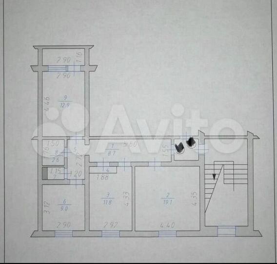 3-к. квартира, 70 м², 5/5 эт.