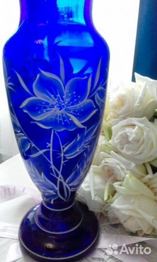 Ваза. Стекло/Богемия. Винтаж. Роскошная