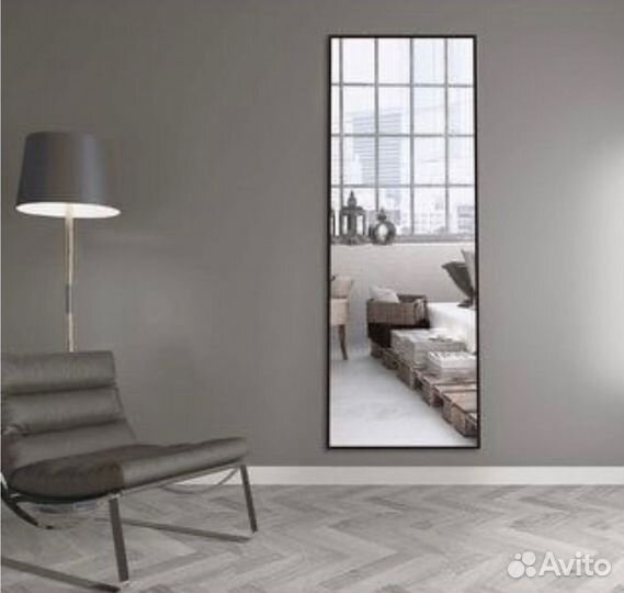 Зеркало в черной алюминиевой раме 60*80см