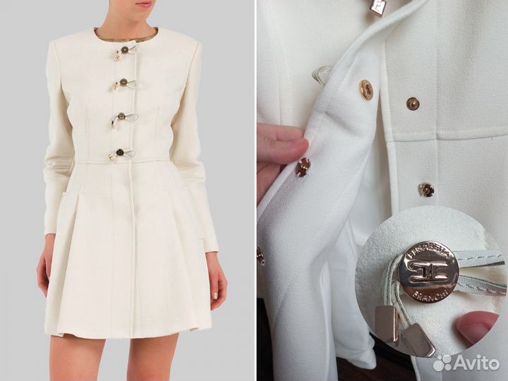 Пальто демисезонное женское молочного цвета Elisab