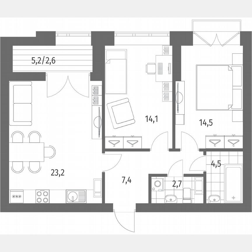 2-к. квартира, 69 м², 13/13 эт.