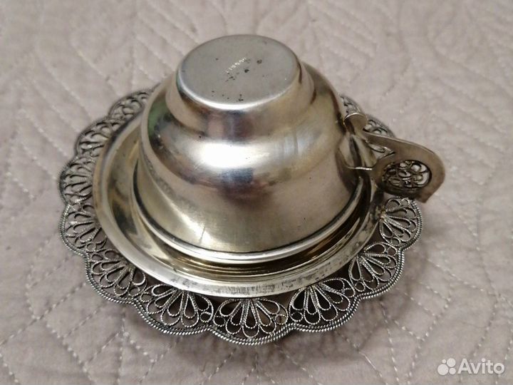 Мельхиоровая Пара по-серебряная Скань