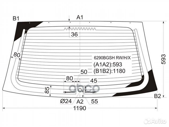 Стекло заднее с обогревом opel corsa C 3/5D HBK