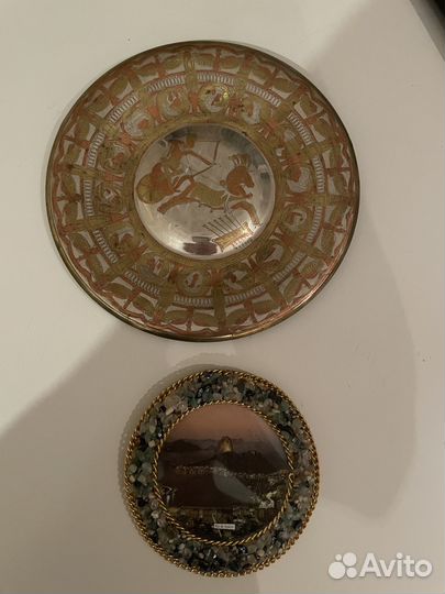 Тарелка настенная. Медь, латунь