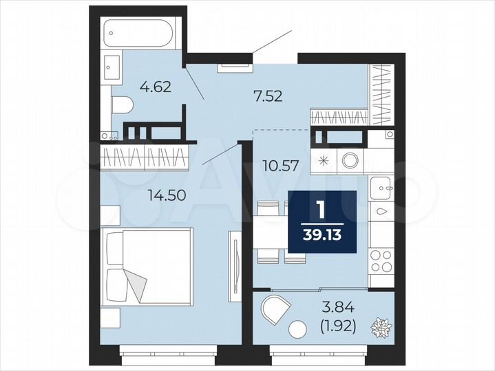 1-к. квартира, 39,1 м², 11/22 эт.