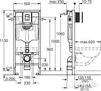 Инсталляция Grohe Solido 38811KF0 с черной кнопкой