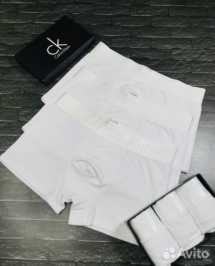 Трусы мужские боксеры белые calvin klein арт.640