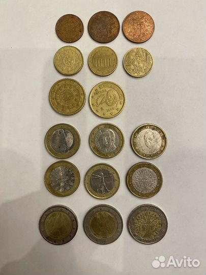 Монеты евро и евроценты на обмен