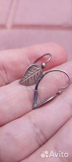 Серьги винтажные 875 пробы листики