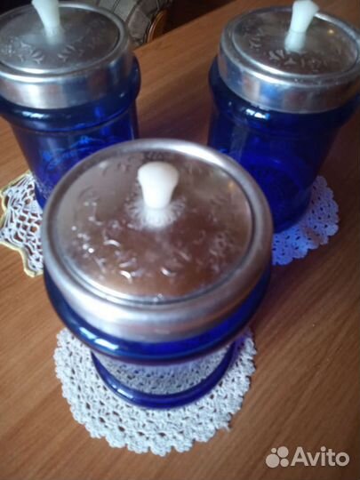 Банки для сыпучих продуктов синее стекло СССР
