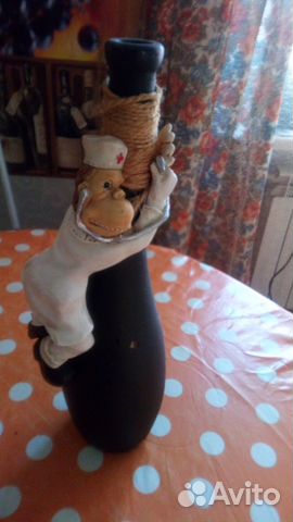 Бутылка стеклянная для вина декоративная