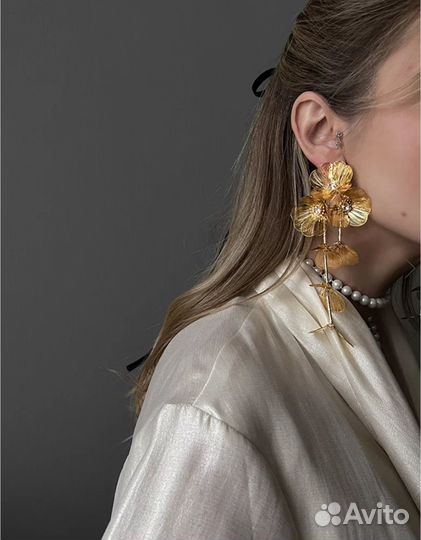 Длинные серьги цветы