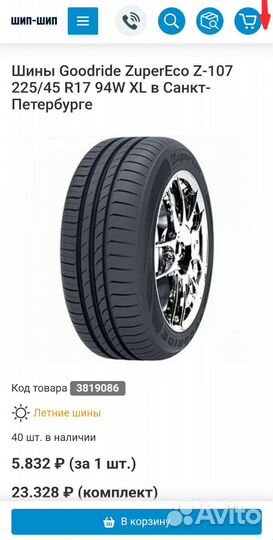 Goodride ZuperEco Z-107 225/45 R17