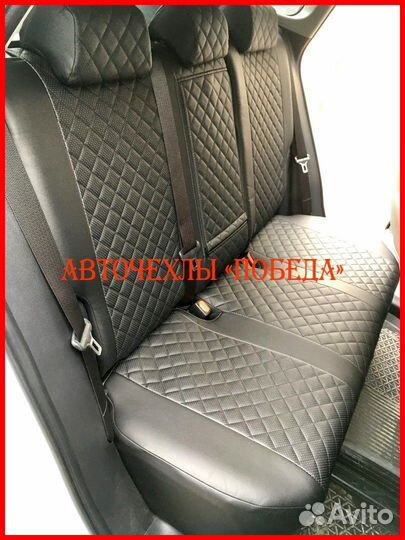 Чехлы Toyota Rav4 4 из экокожи чёрные Ромб