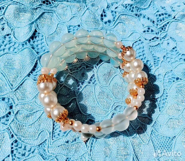 Браслет из горного хрусталя и опалита