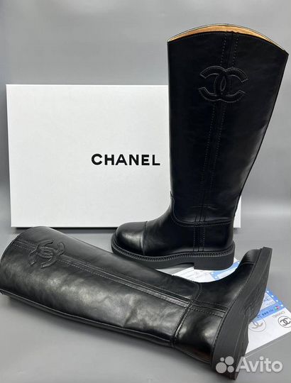Сапоги женские chanel ботфорты