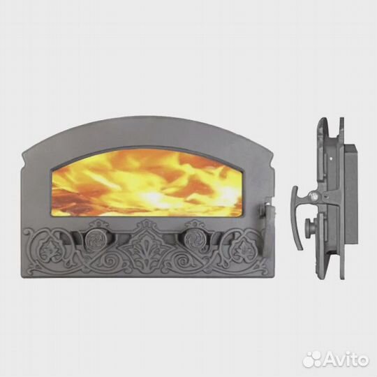 Дверки каминные чугунные со стеклом и без