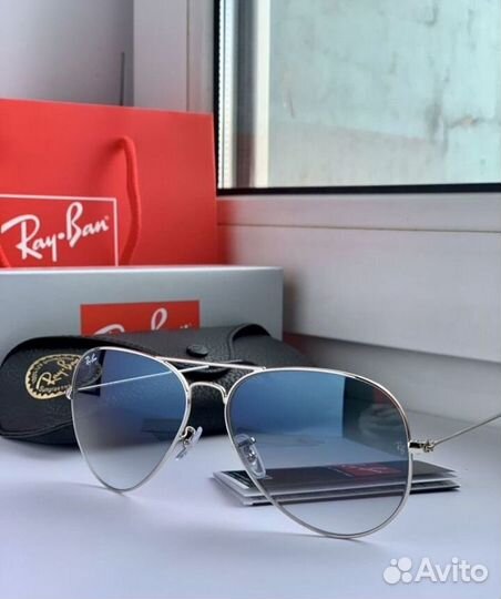 Очки ray ban aviator голубые