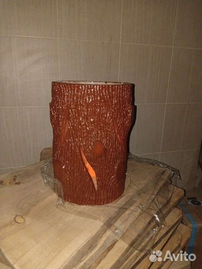 Камин настольный (подсвечник)состав:дерево,стекло