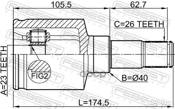 ШРУС внутренний левый 23X40X26 ford focus 03- 2