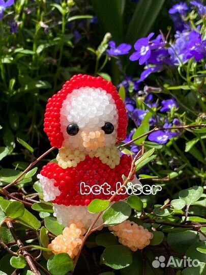 Уточка амигуруми из бисера