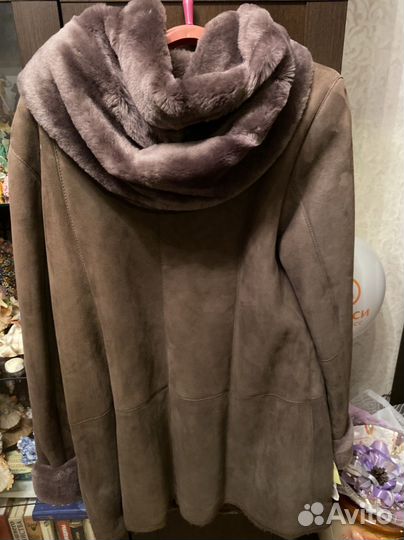 Дубленка натуральная женская 50 52 с капюшоном