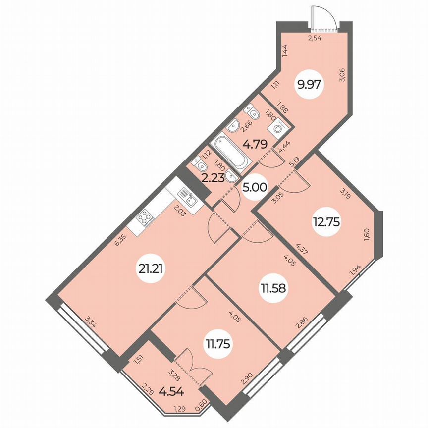 3-к. квартира, 81 м², 10/24 эт.