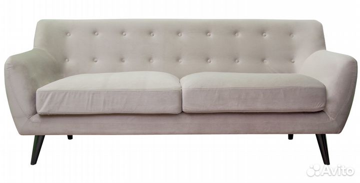 Бежевый трехместный диван из велюра Albert 3