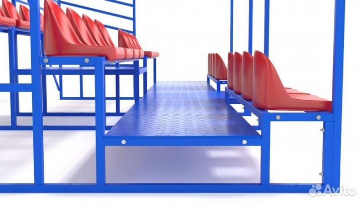 Трибуна с навесом, с ограждением, 4-х рядная A13