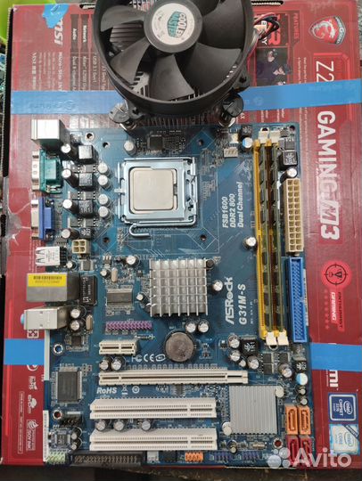 Комплект ASRock g31m-s+core 2 duo e4400+ddr2 4gb