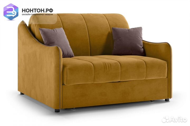 Диван аккордеон Эско горчичный / коричневый