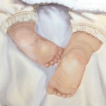 Картина маслом на холсте "Детские ножки" 24х30см
