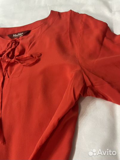 Шелковая блузка Max Mara Studio кораллового цвета