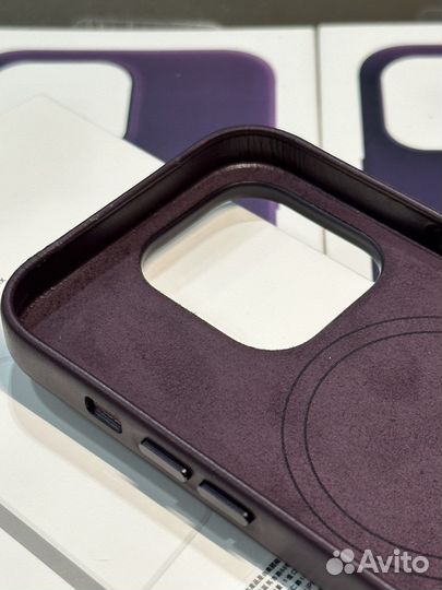 Чехол фиол кожа Magsafe iPhone 14 Pro ProMax