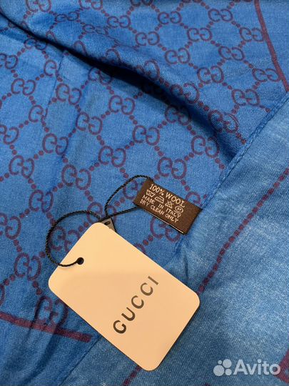 Платок шерстяной тонкий Gucci синий новый