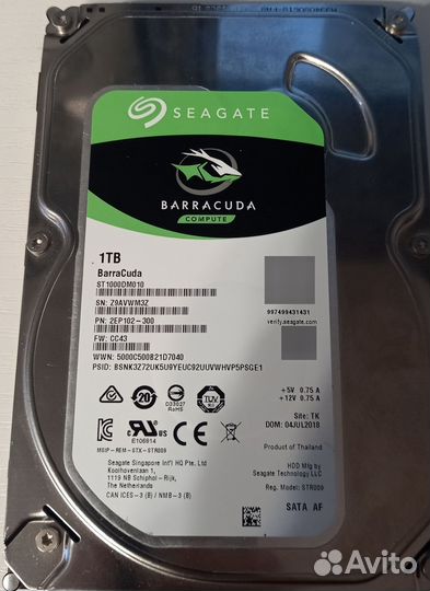 Жесткий диск 1 Тб Seagate barracuda