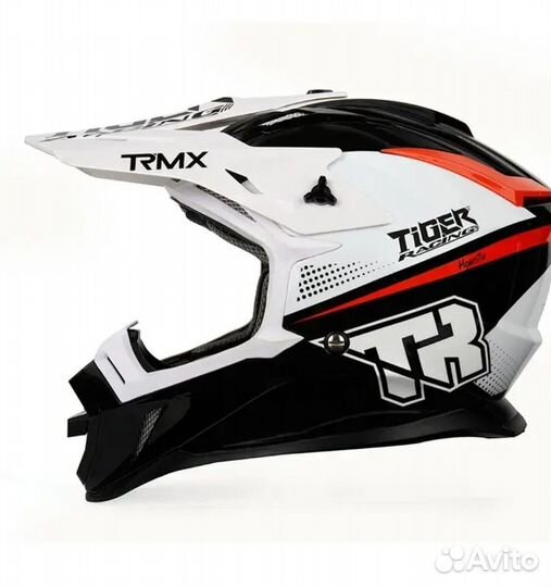 Шлем кроссовый Tiger MX PRO glossy black / white