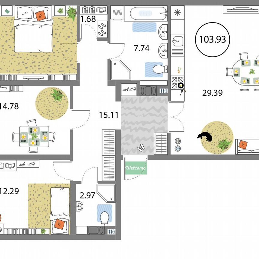 3-к. квартира, 103,9 м², 11/12 эт.