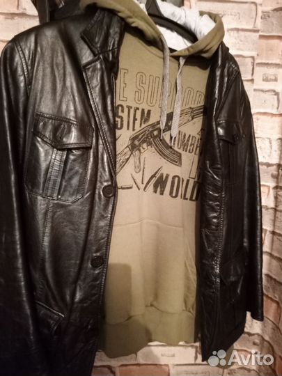 Мужская, Кожаная куртка пиджак