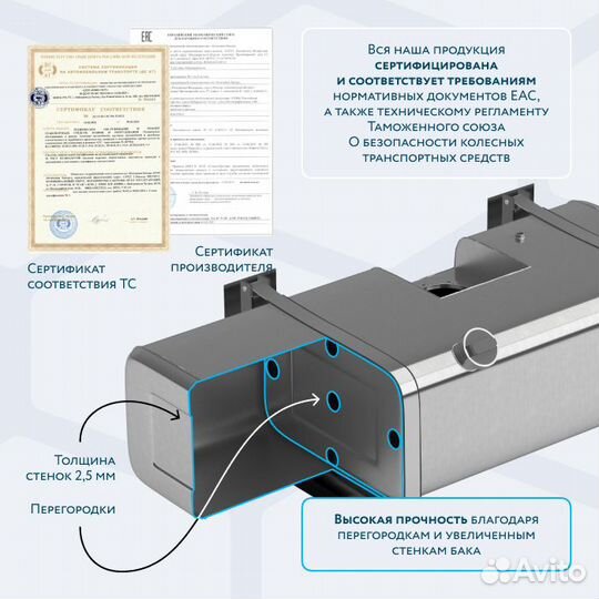 Бензобак с утопленным фланцем 190л вместо пластика