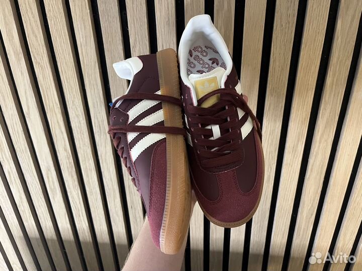 Кеды женские Adidas Samba OG «Maroon Gold»